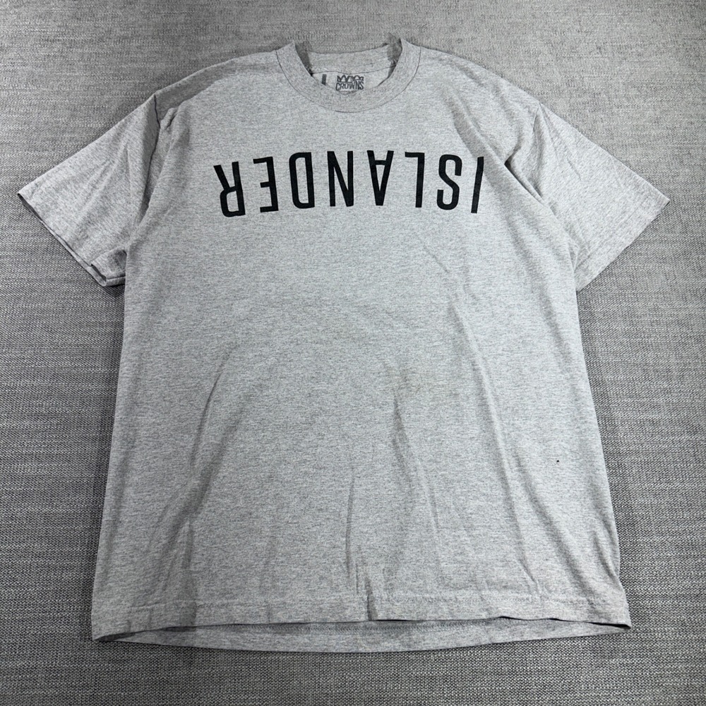 Crowns Islander T-Shirt Mens Large Grey Good Monstera Leaf Graphic Streetwear
